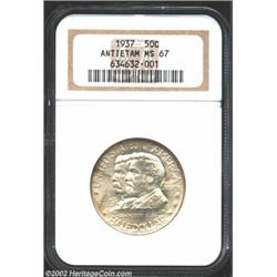 1937 50C Antietam MS67 NGC. A lustrous and seemingly pristine Superb Gem that is lightly toned with.