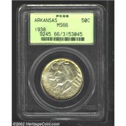 1938 50C Arkansas MS66 PCGS. Virtually mark-free, this specimen reflects even, silver-gray patina on