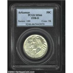 1938-D 50C Arkansas MS66 PCGS. Exceptionally smooth surfaces, the luster appears somewhat subdued un