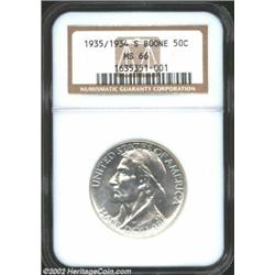 1935/34-S 50C Boone MS66 NGC. A beautiful, lustrous example of this San Francisco Mint issue, with a