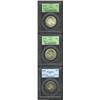 Image 1 : 1937 SET Boone PDS Set MS66 PCGS. The P-mint representative is toned in mottled olive-copper hues th