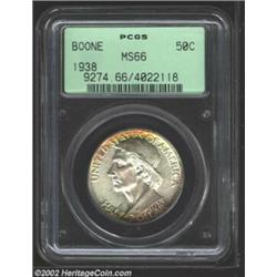 1938 50C Boone MS66 PCGS. The otherwise essentially untoned surfaces reveal dappled rim accents in o