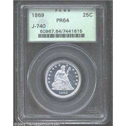 1869 25C Quarter Dollar, Judd-740, Pollock-821, R.7, PR64 PCGS. Both the obverse and reverse dies ar