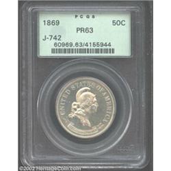 1869 50C Standard Silver Half Dollar, Judd-742, Pollock-823, R.5-6, PR63 PCGS. A bust of Liberty wea