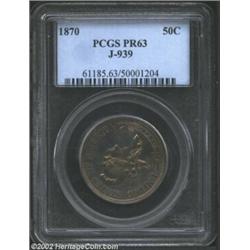 1870 50C Standard Silver Half Dollar, Judd-939, Pollock-1052, R.6, PR63 PCGS. The obverse displays a