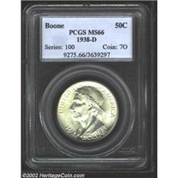 1938-D 50C Boone MS66 PCGS. A bright, unmarked specimen, struck from a mintage of just 2,100 coins..