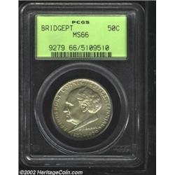 1936 50C Bridgeport MS66 PCGS. A satiny, exceptionally clean example of this issue. One small mark i