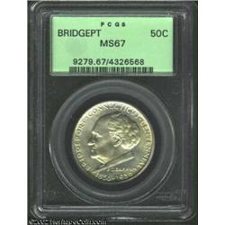 1936 50C Bridgeport MS67 PCGS. Fulsome mint luster flows over both sides with a richly frosted textu