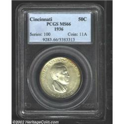 1936 50C Cincinnati MS66 PCGS. Beautifully toned about the reverse border, an original, nearly mark-