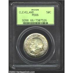 1936 50C Cleveland MS66 PCGS. Obverse has areas of russet toning and the reverse is toned in shades.