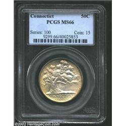 1935 50C Connecticut MS66 PCGS. A lustrous and gorgeously preserved Gem that has pleasing pale yello