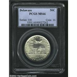 1936 50C Delaware MS66 PCGS. A lustrous Gem with gorgeously preserved surfaces and a wisp of olive-g