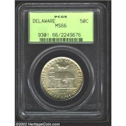 1936 50C Delaware MS66 PCGS. This richly frosted Gem displays olive-copper tab toning around much of