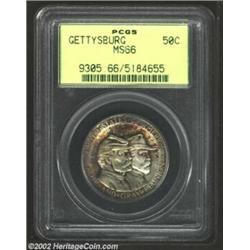 1936 50C Gettysburg MS66 PCGS. Beautifully original, with rich mahogany toning contrasting nicely wi