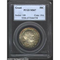 1922 50C Grant MS67 PCGS. This is a colorfully toned Superb Gem with swirls of orange-red and cobalt