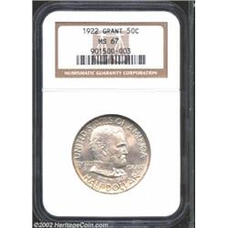 1922 50C Grant MS67 NGC. A basically untoned and highly lustrous example of this scarce and always-p