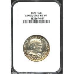 1922 50C Grant with Star MS64 NGC. Nice semi-prooflike luster, with only the occasional handling mar