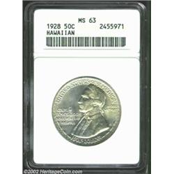 1928 50C Hawaiian MS63 ANACS. Brilliant throughout with full mint luster. In fact, the mint luster i