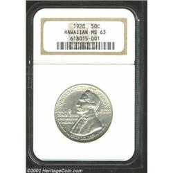 1928 50C Hawaiian MS63 NGC. A boldly struck and essentially brilliant example. The native chief has.