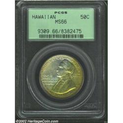 1928 50C Hawaiian MS66 PCGS. An extraordinarily appealing Hawaiian commemorative that boasts crescen