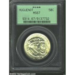 1924 50C Huguenot MS67 PCGS. Blushes of golden iridescence are seen on both sides, but they have abs