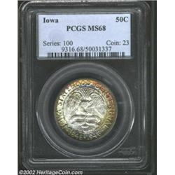 1946 50C Iowa MS68 PCGS. The mint luster is both full and vibrant with a richly frosted sheen. The o