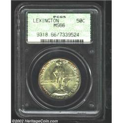 1925 50C Lexington MS66 PCGS. Splashes of red and green toning accent the border areas of this highl