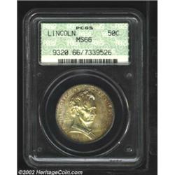 1918 50C Lincoln MS66 PCGS. Original speckled toning hides all but a few small contact marks in the.