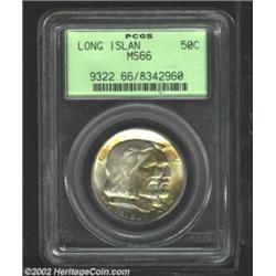 1936 50C Long Island MS66 PCGS. Splashes of varying multicolored iridescence decorate the obverse an