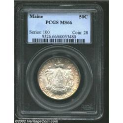 1920 50C Maine MS66 PCGS. The borders have original sea-green and rose patina, while the centers are