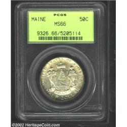 1920 50C Maine MS66 PCGS. Pale gray color overlays superior luster characteristics on this essential