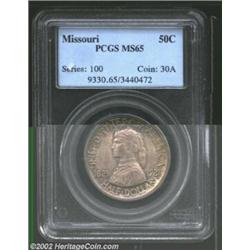 1921 50C Missouri MS65 PCGS. Richly toned, the otherwise lavender-gray surfaces reveal splashes of b