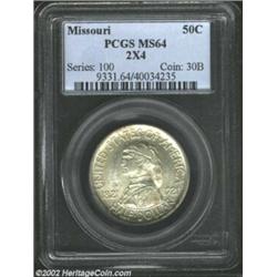 1921 50C Missouri 2x4 MS64 PCGS. Attractive frosty surfaces with delicate amber toning contrasts. Mi