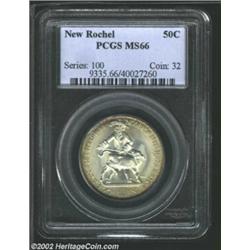 1938 50C New Rochelle MS66 PCGS. Dusky olive-green color enriches the borders and contributes an occ