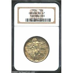 1926 50C Oregon MS67 NGC. A full Superb Gem, with a marvelous strike and pristine surfaces. Subtly t