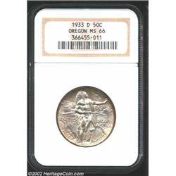 1933-D 50C Oregon MS66 NGC. Superb quality for this popular Depression-era issue, with both sides be