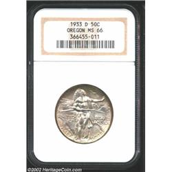 1933-D 50C Oregon MS66 NGC. Superb quality for this popular Depression-era issue, with both sides be