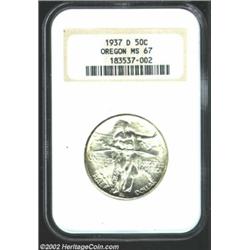 1937-D 50C Oregon MS67 NGC. Uniformly brilliant and free of any toning. Blazing luster drips from pr