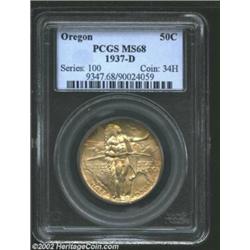 1937-D 50C Oregon MS68 PCGS. The surfaces are technically flawless and each side is covered with lig