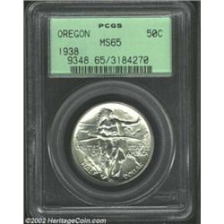 1938 50C Oregon MS65 PCGS. A trace of silverish-gray toning is noted on the right side of the obvers