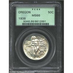 1938 50C Oregon MS66 PCGS. Generally untoned, with just a little bit of tan coloration on the obvers