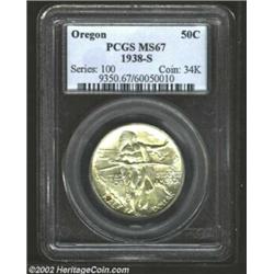 1938-S 50C Oregon MS67 PCGS. A Superb Gem with peripheral russet toning and a faint golden hue on bo