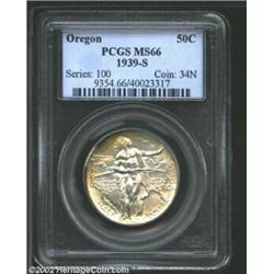 1939-S 50C Oregon MS66 PCGS. Dusky-gold patina is noted on both sides of this mark-free Gem. Importa