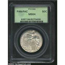 1915-S 50C Panama-Pacific MS64 PCGS. A well struck and unabraded near-Gem that has more vibrant sati