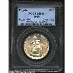 1920 50C Pilgrim MS66 PCGS. Impressive cartwheel luster combines with beautifully preserved surfaces