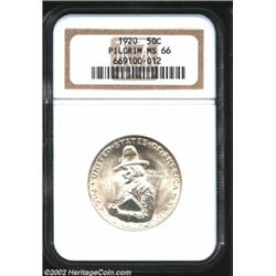 1920 50C Pilgrim MS66 NGC. Glowing, luminous surfaces that show a fully untoned appearance. Importan