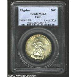 1920 50C Pilgrim MS66 PCGS. In nearly flawless fashion, golden-orange toning rests gently about the.