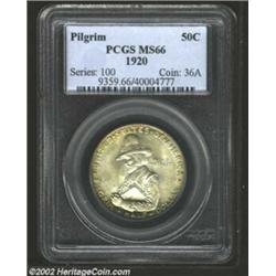 1920 50C Pilgrim MS66 PCGS. In nearly flawless fashion, golden-orange toning rests gently about the.