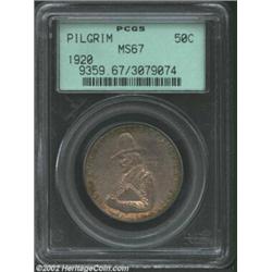 1920 50C Pilgrim MS67 PCGS. Yet another memorable early commemorative that combines impeccable surfa