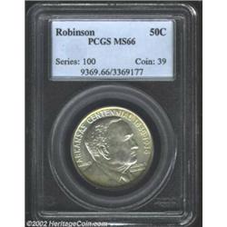 1936 50C Robinson MS66 PCGS. A hint of pale golden color can be discerned on each side of this excep